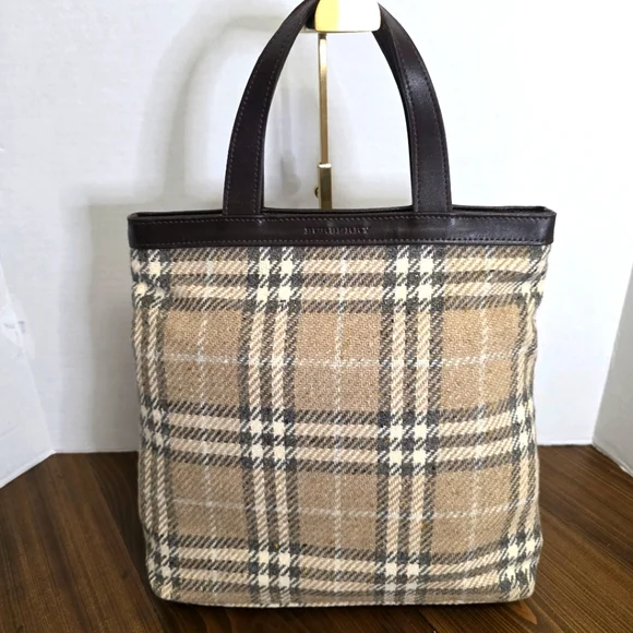 Burberry Nova Wool/leather Vintage Tote Bag - Picture 1 of 15